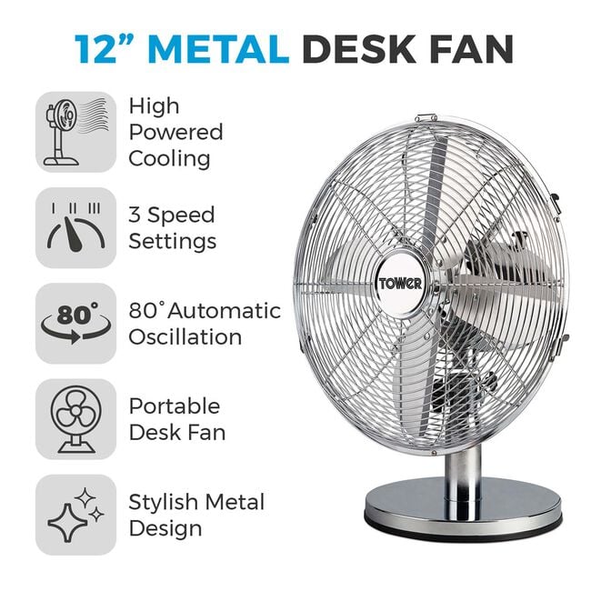 Tower 12" Metal Desk Fan